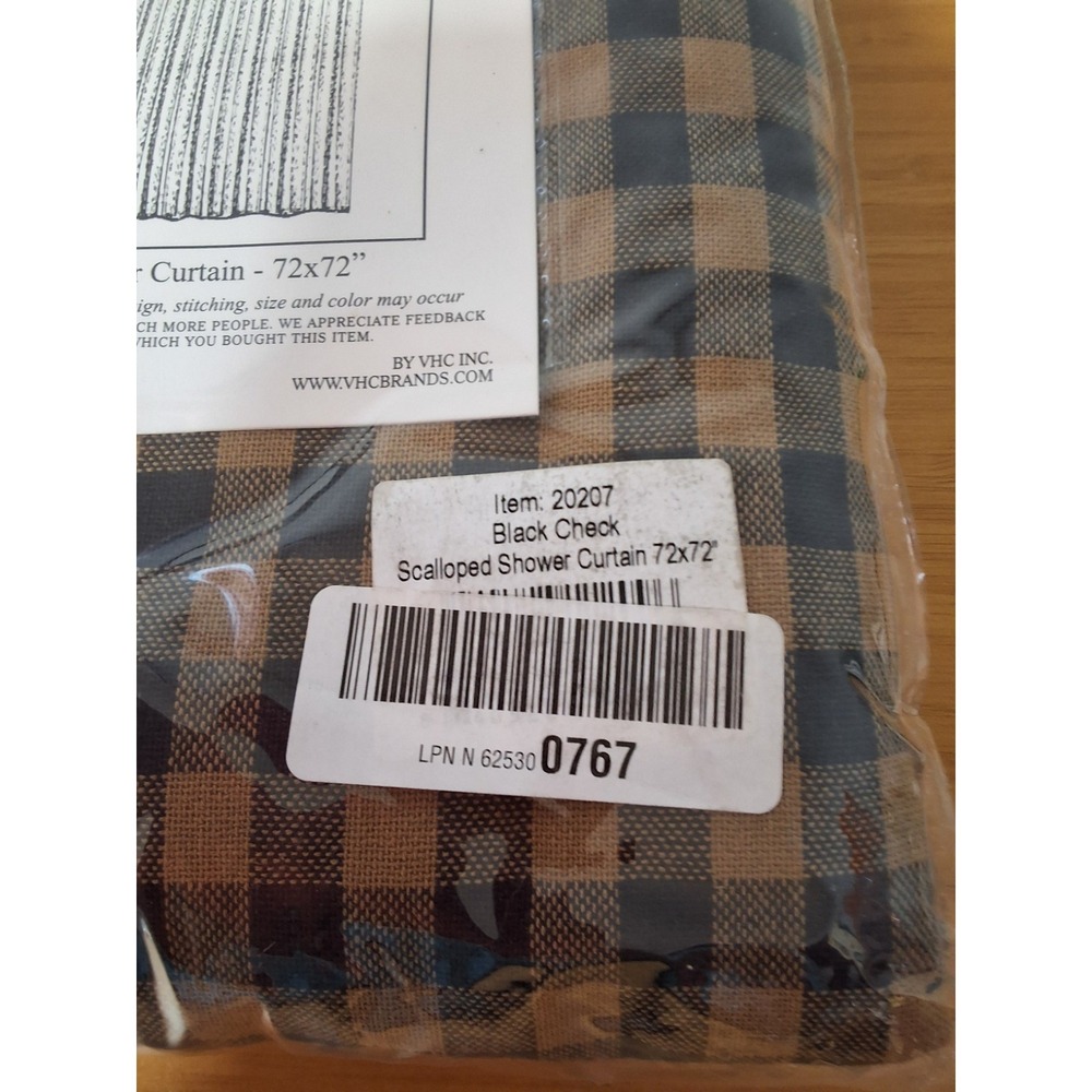 VHC Brands Mayflower Market Scalloped Shower Curtain, 72"× 72" 100% Cotton. NEW - Picture 3 of 7